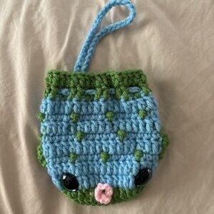 Handmade Blue and Green Crochet Pouch
